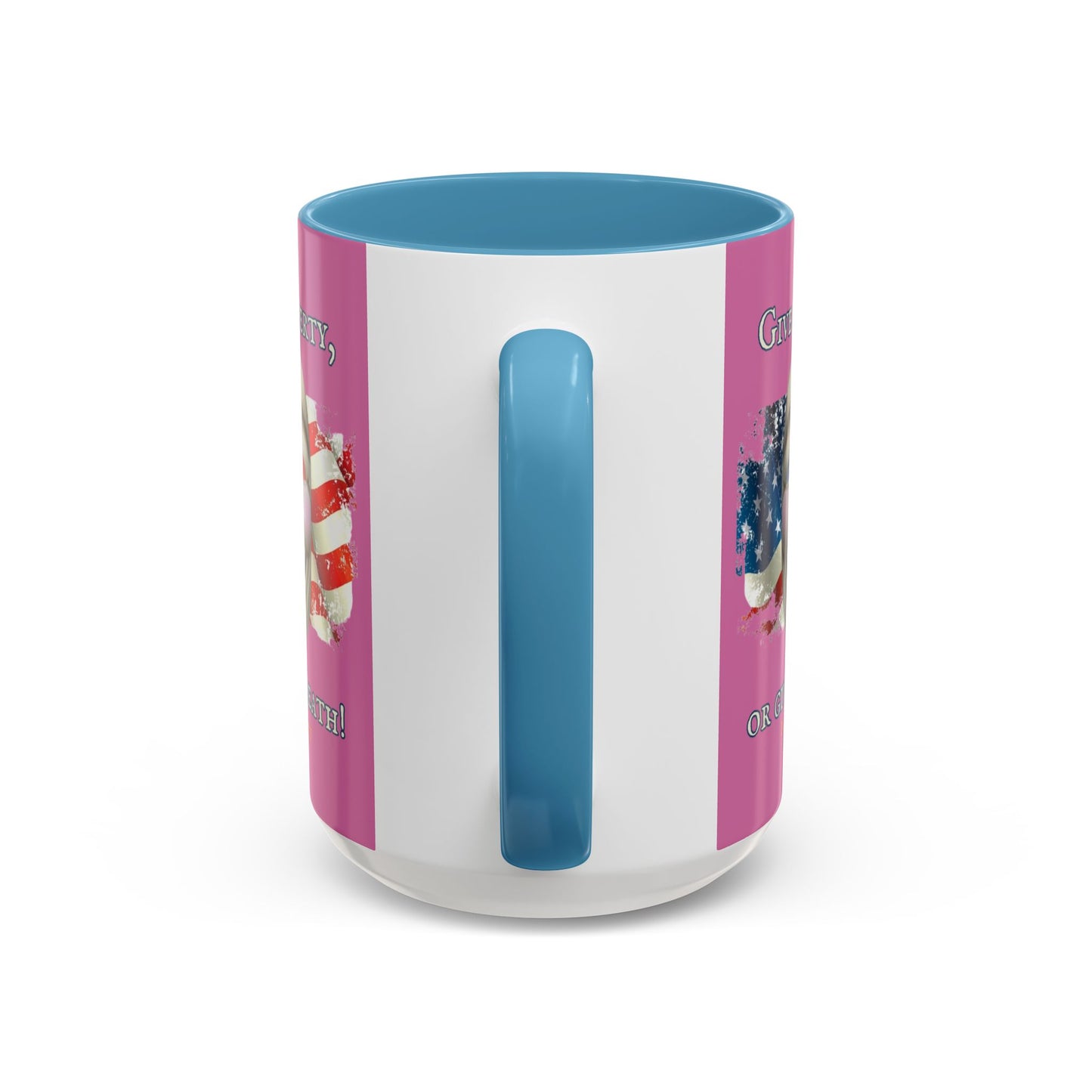 Vendetta, "Give me liberty, or give me death!" Pink Accent Mug by theGreenDragonTavern.shop