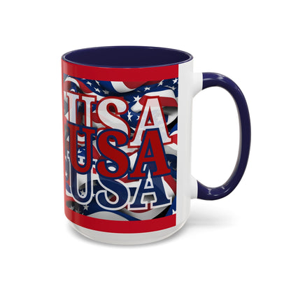 USA Red font Center Patriot Red Accent Mug by theGreenDragonTavern.shop