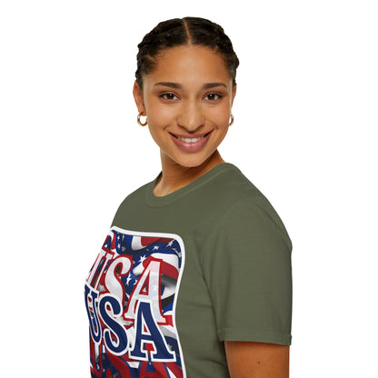 Red White and BLUE USA Patriot Dark colors Unisex T-Shirt by theGreenDragonTavern.shop