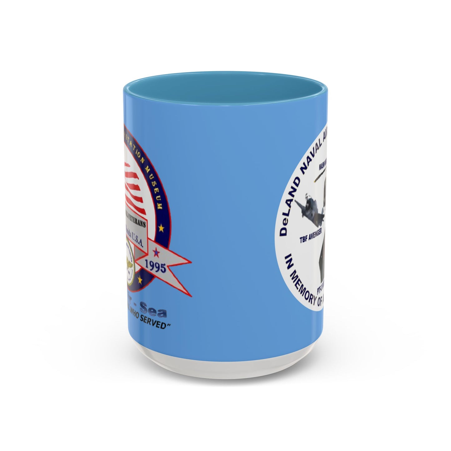 DNASM 2-sided, Founding & Student Art w/WhiteBG Light Blue Accent Mug by theGreenDragonTavern.shop