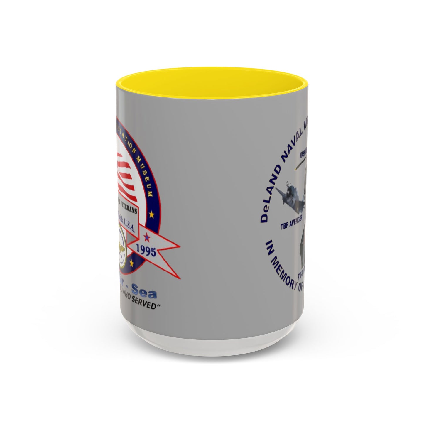 DNASM 2-sided, Founding & Student Art Light Grey Accent Mug by theGreenDragonTavern.shop