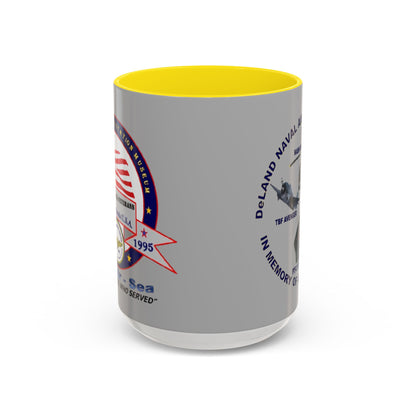 DNASM 2-sided, Founding & Student Art Light Grey Accent Mug by theGreenDragonTavern.shop