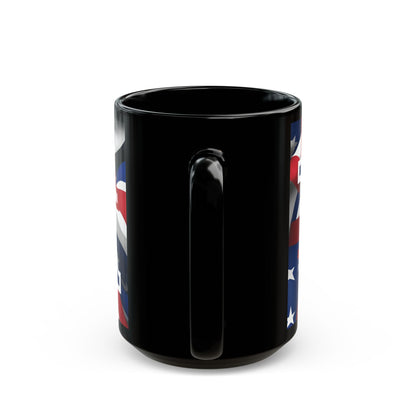 USA! USA! USA Blue font Patriot Black Mug by theGreenDragonTavern.shop