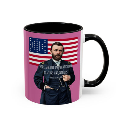 "Traitors and Patriots" Ulysses Grant Pink Accent Mug by theGreenDragonTavern.shop