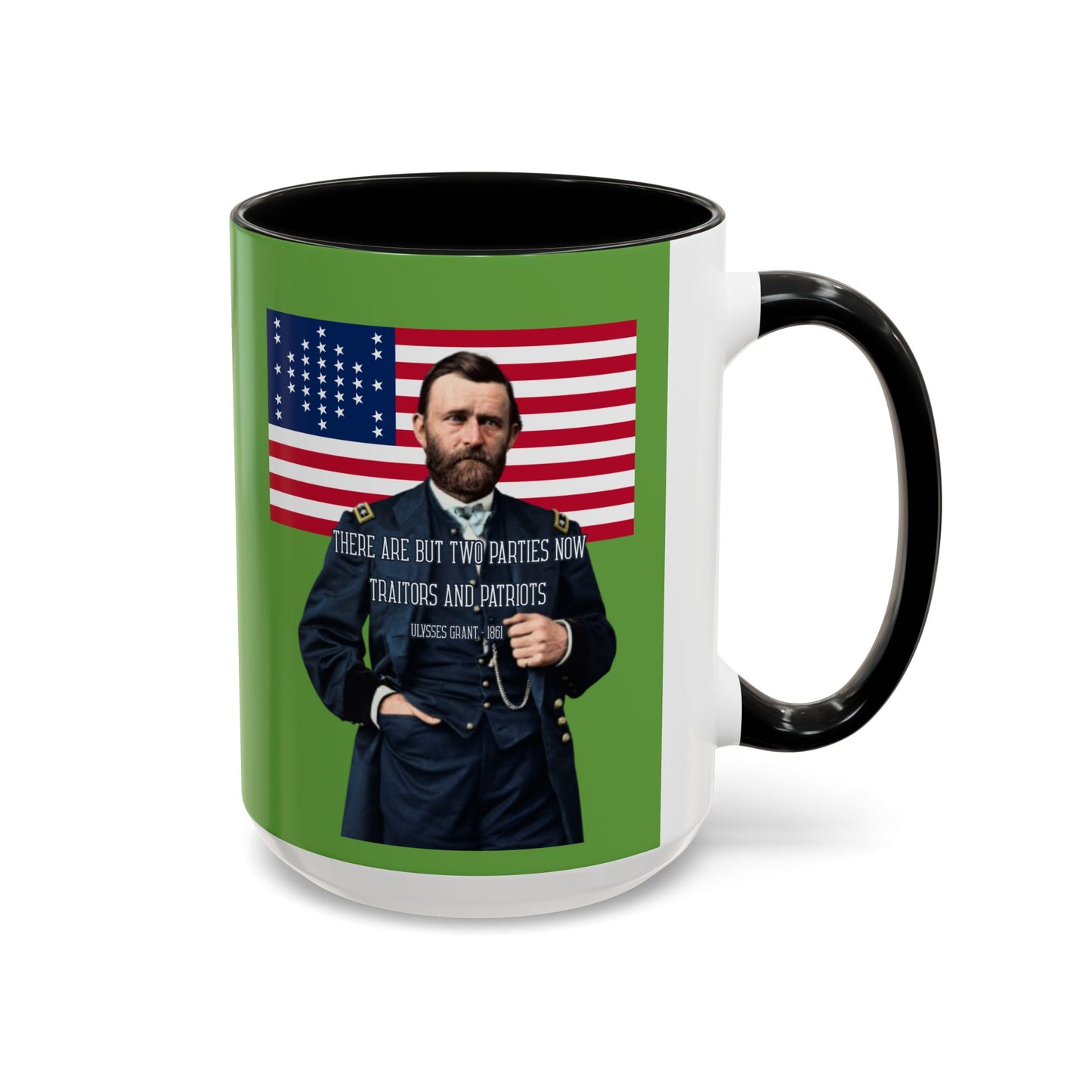 "Traitors and Patriots" Ulysses Grant Green Accent Mug by theGreenDragonTavern.shop