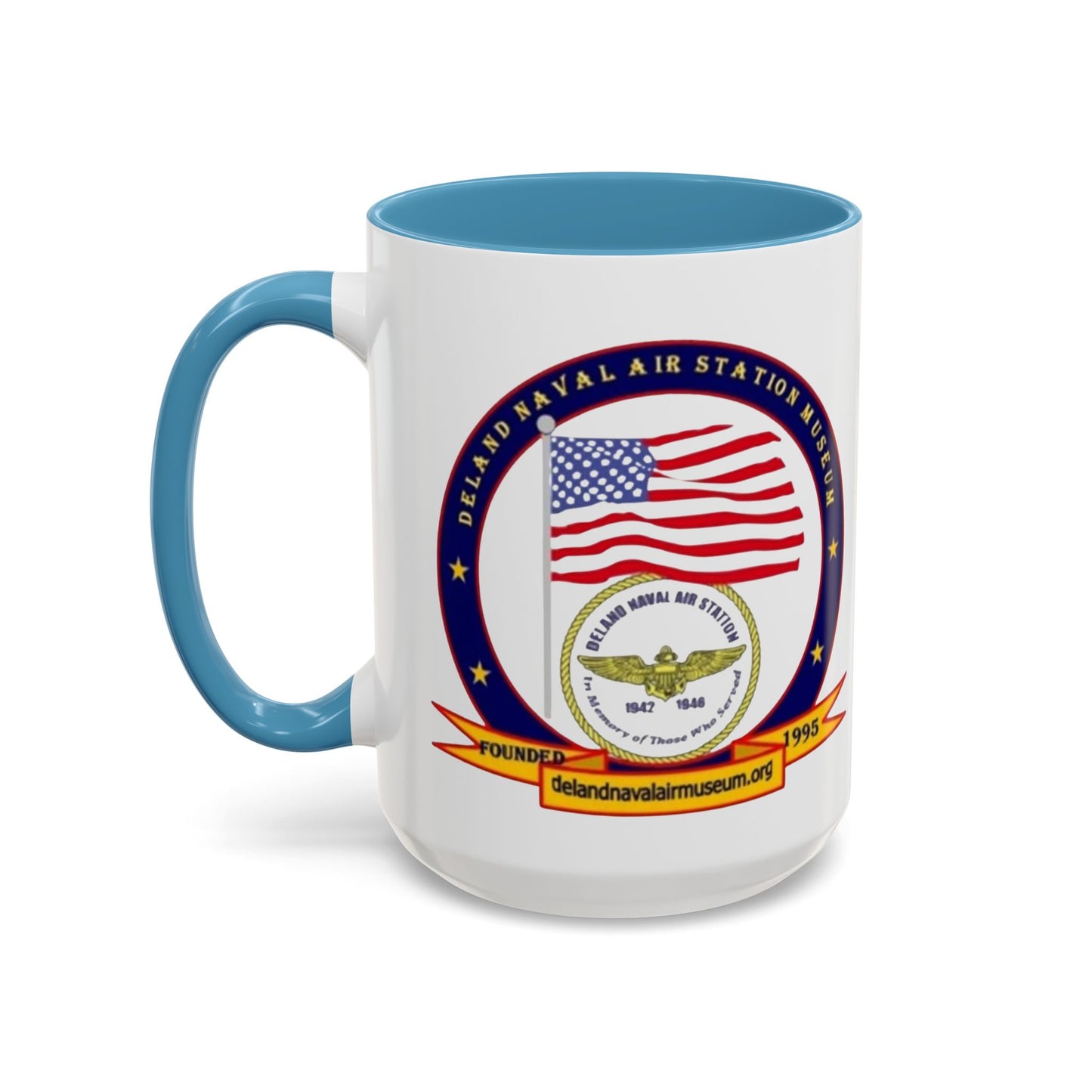 DeLand Naval Air Station Museum White Accent Mug by theGreenDragonTavern.shop