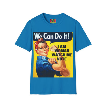 I Am Woman Watch Me Vote Rosie Dark colors Unisex T-Shirt by theGreenDragonTavern.shop