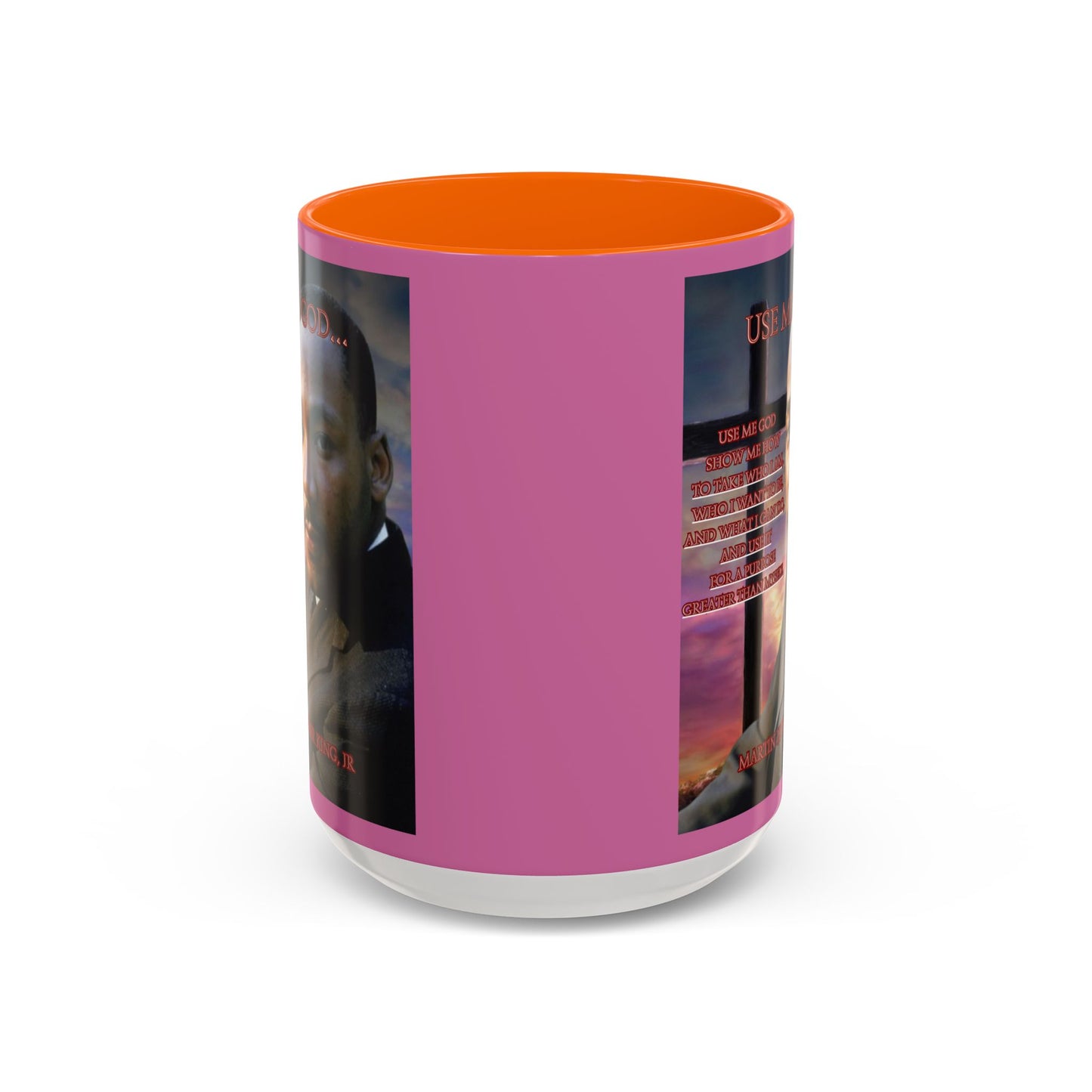 Use Me God, MLK Jr Pink Accent Mug by theGreenDragonTavern.shop