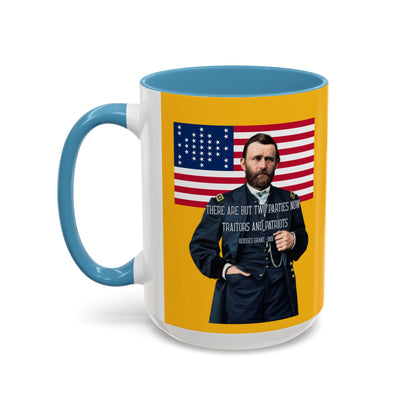 "Traitors and Patriots" Ulysses Grant Yellow Accent Mug by theGreenDragonTavern.shop