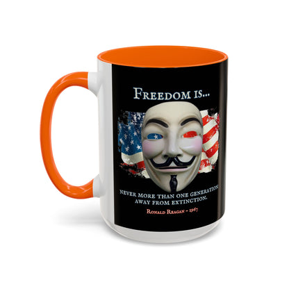 Ronald Reagan Freedom Vendetta Black Accent Mug by theGreenDragonTavern.shop