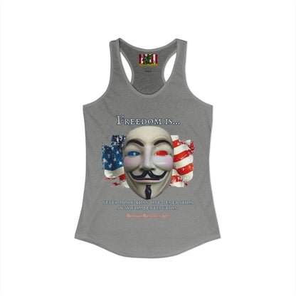 Ronald Reagan Freedom Vendetta Women's Racerback Tank Top by theGreenDragonTavern.shop