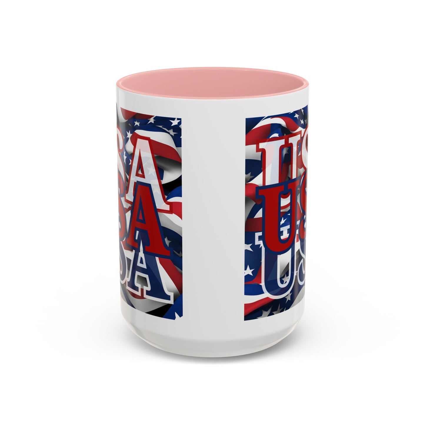 USA Red font Center Patriot White Accent Mug by theGreenDragonTavern.shop