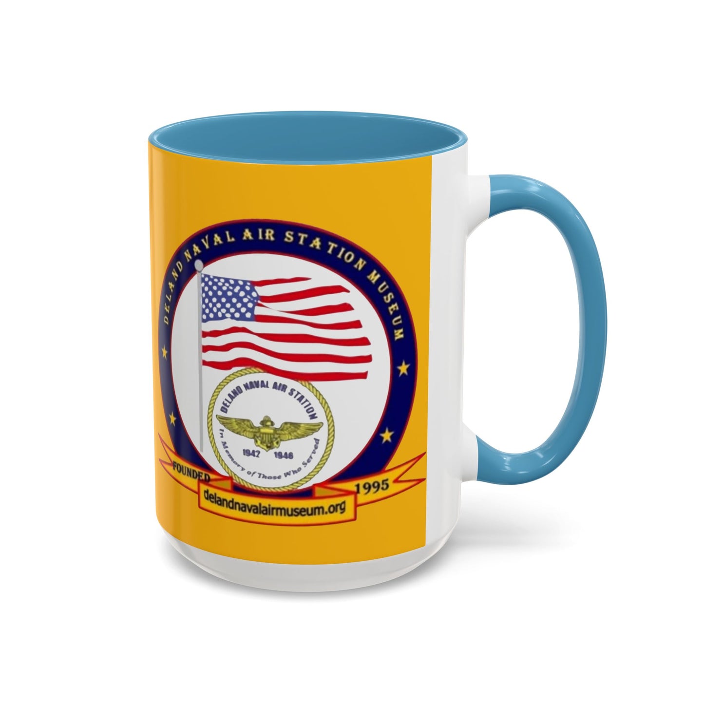 DeLand Naval Air Station Museum Yellow Accent Mug by theGreenDragonTavern.shop