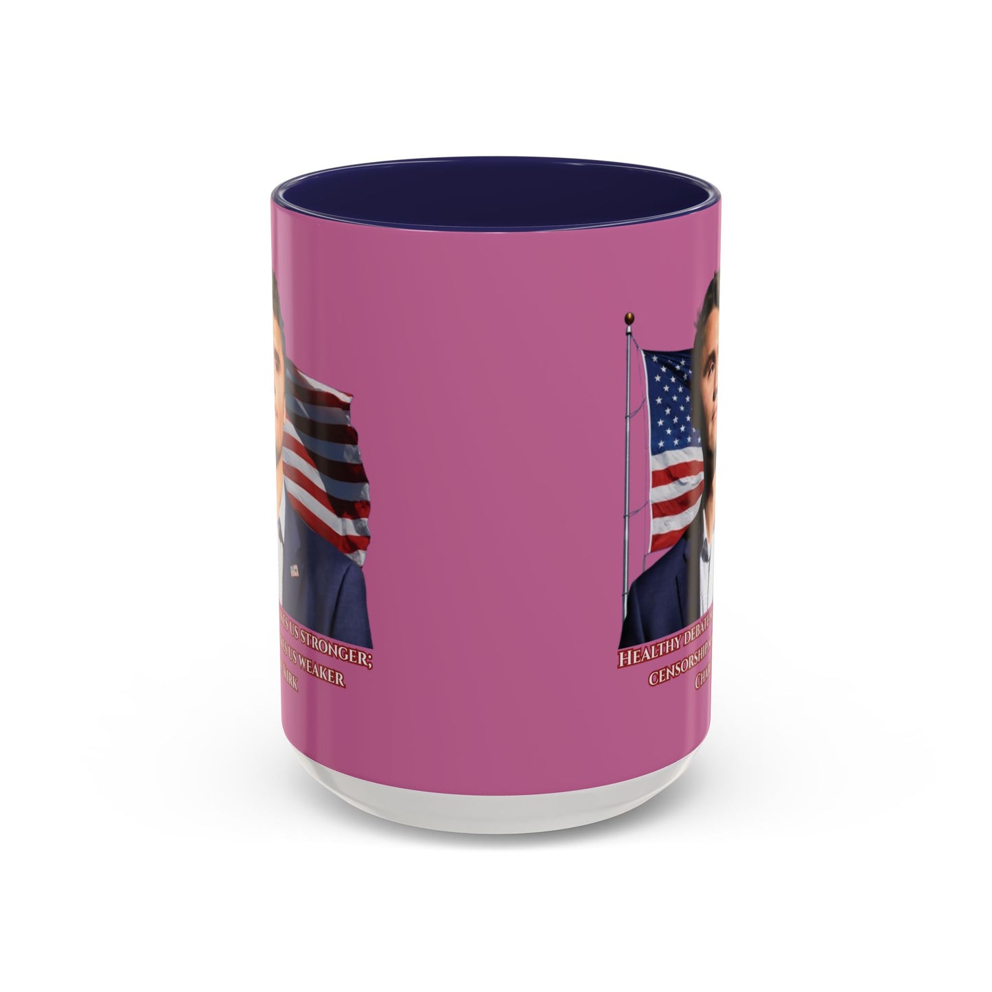 Charlie Kirk, Healthy Debate Pink Accent Mug by theGreenDragonTavern.shop