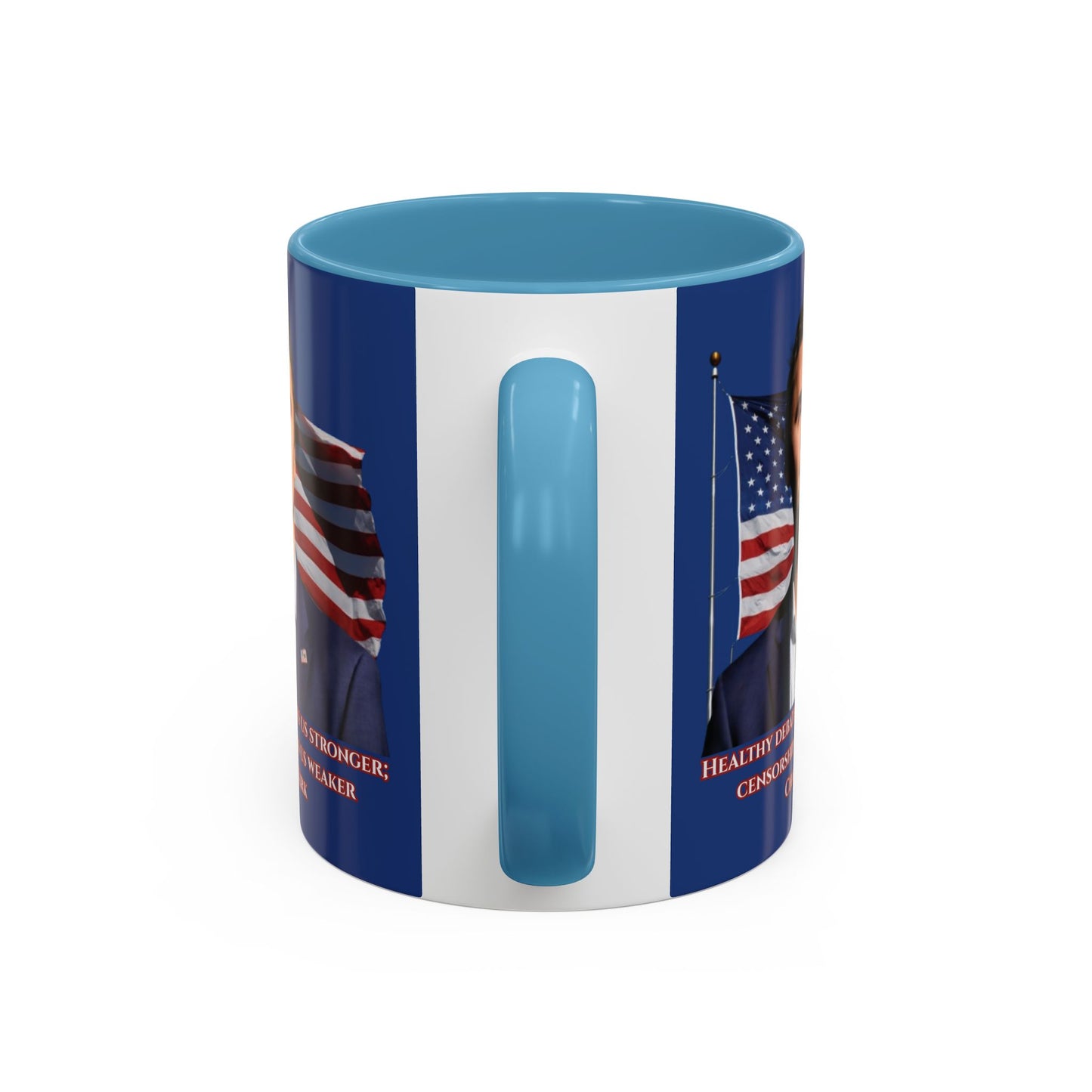 Charlie Kirk, Healthy Debate Blue Accent Mug by theGreenDragonTavern.shop