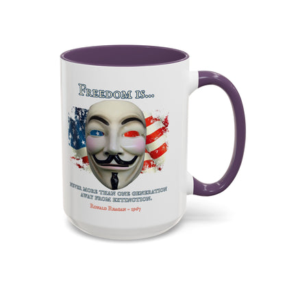 Ronald Reagan Freedom Vendetta White Accent Mug by theGreenDragonTavern.shop