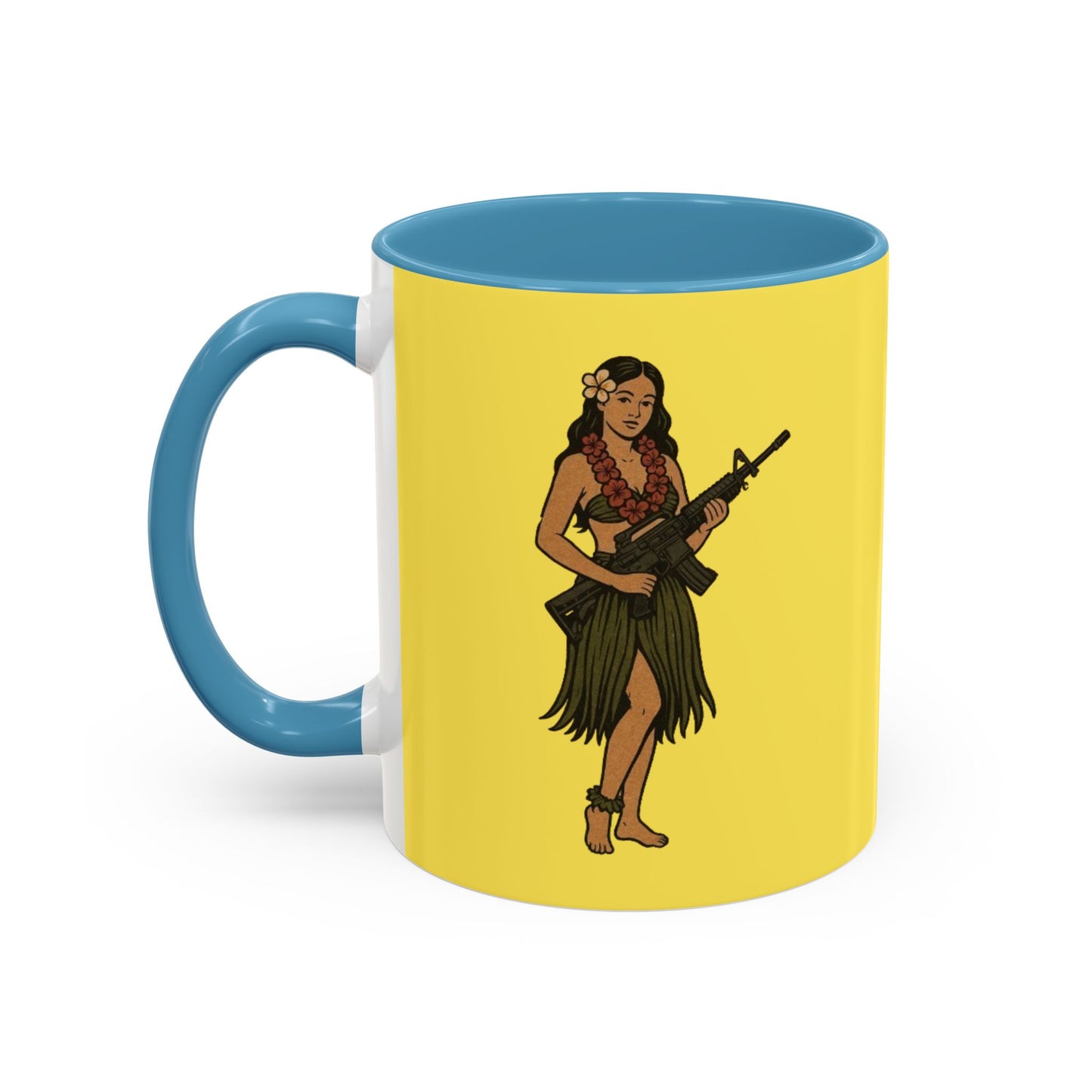 Hula Girl Packin' Heat Pineapple Accent Mug by theGreenDragonTavern.shop