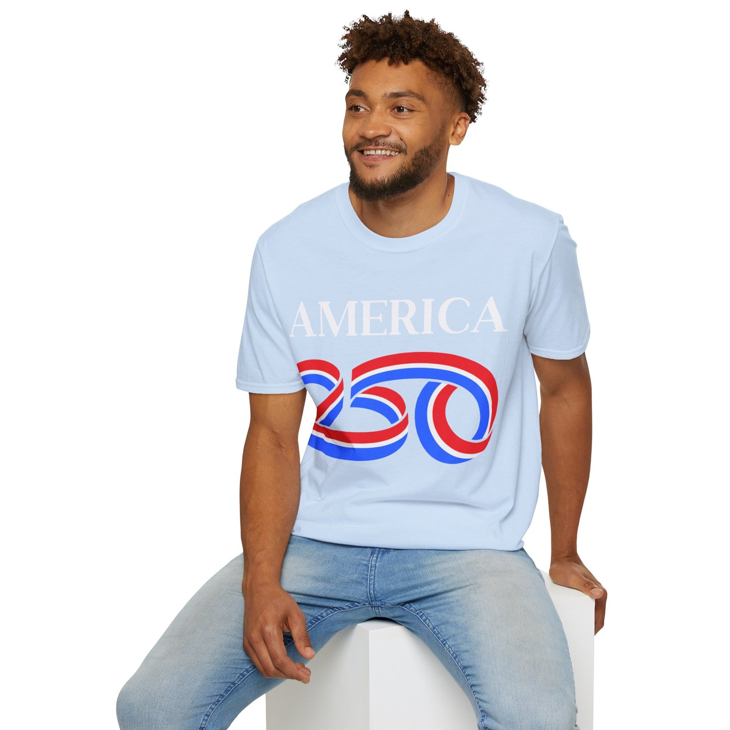 America 250 White font, Light colors, Unisex T-Shirt by theGreenDragonTavern.shop