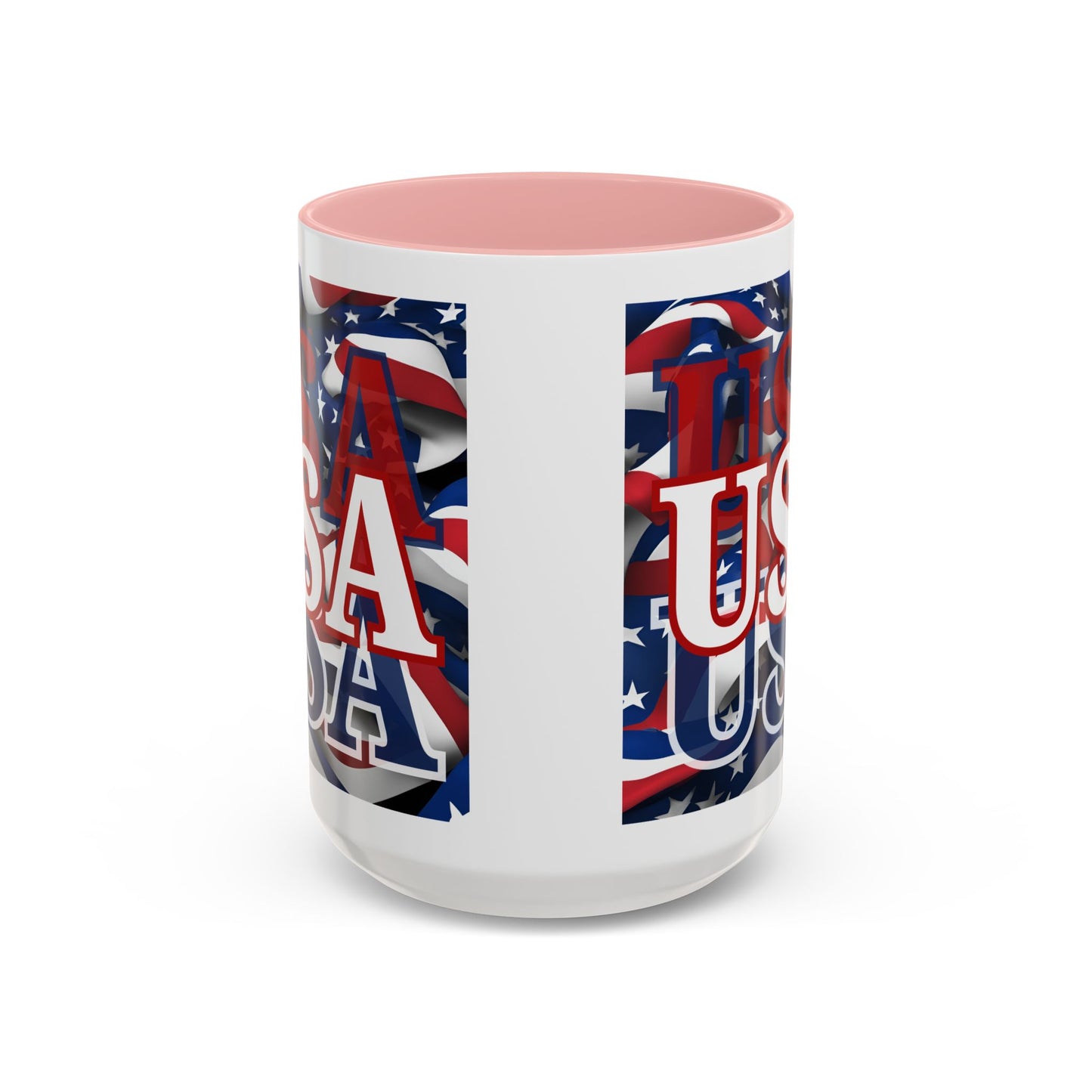 USA White font Center Patriot White Accent Mug by theGreenDragonTavern.shop