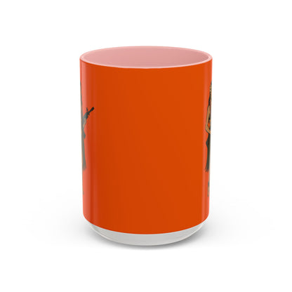 Hula Girl Packin' Heat Orange Accent Mug by theGreenDragonTavern.shop