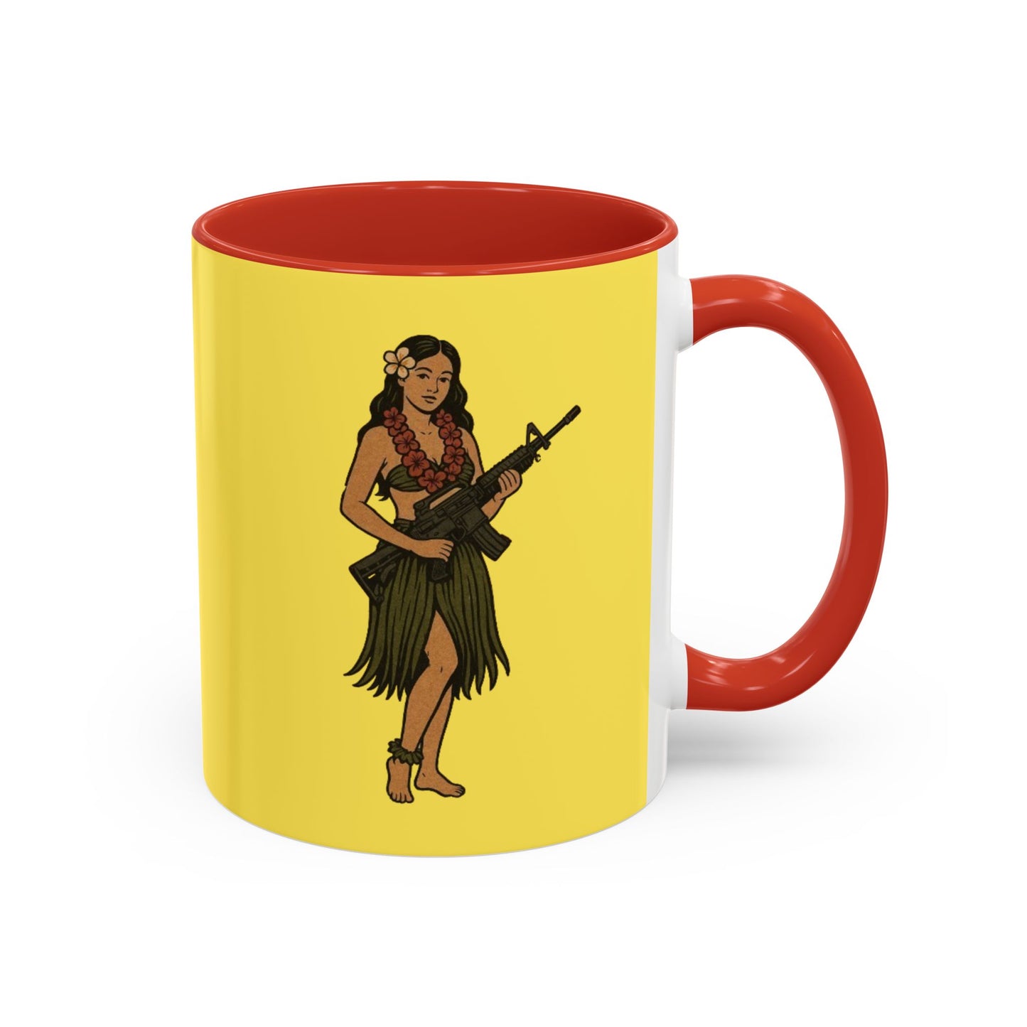 Hula Girl Packin' Heat Pineapple Accent Mug by theGreenDragonTavern.shop