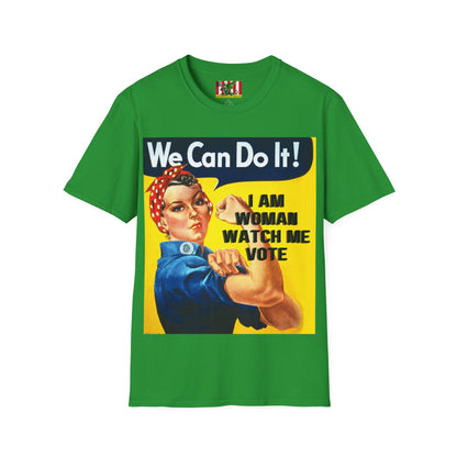 I Am Woman Watch Me Vote Rosie Dark colors Unisex T-Shirt by theGreenDragonTavern.shop