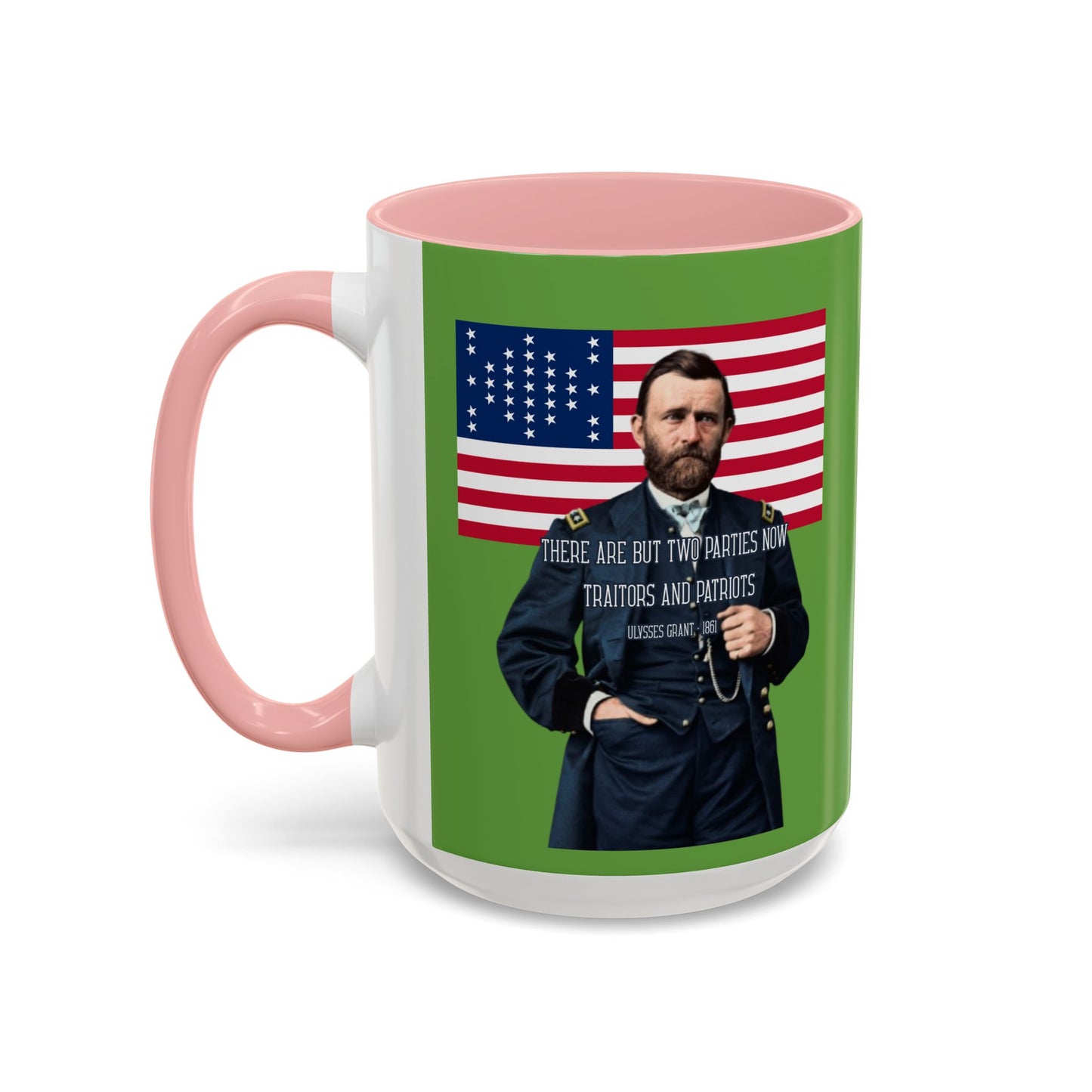 "Traitors and Patriots" Ulysses Grant Green Accent Mug by theGreenDragonTavern.shop