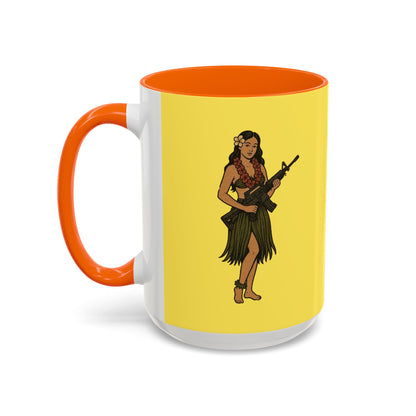 Hula Girl Packin' Heat Pineapple Accent Mug by theGreenDragonTavern.shop