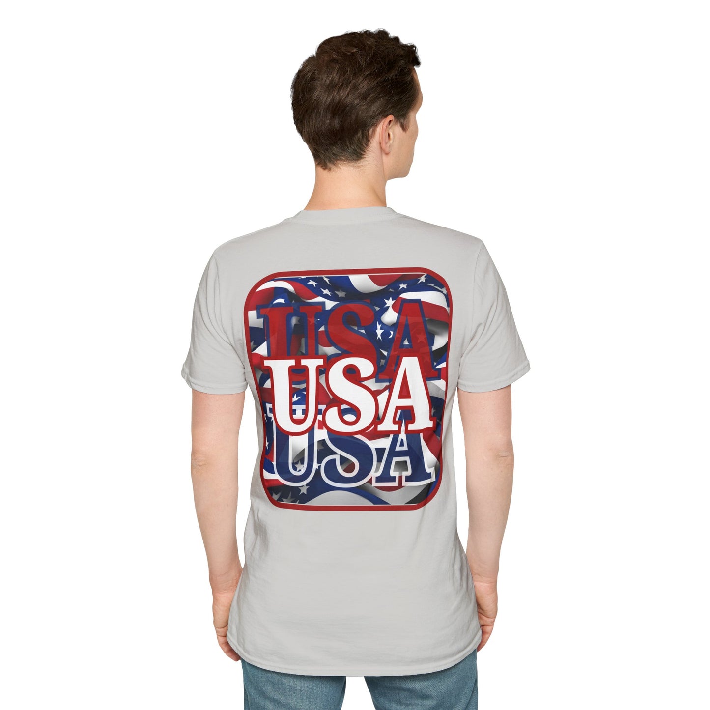 2-sided, Red WHITE and Blue USA Patriot Light colors Unisex T-Shirt by theGreenDragonTavern.shop