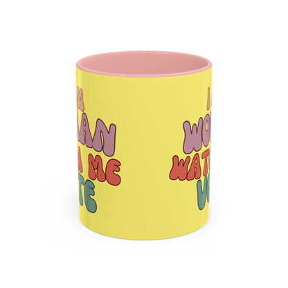 I Am Woman Watch Me Vote Yellow Accent Mug by theGreenDragonTavern.shop