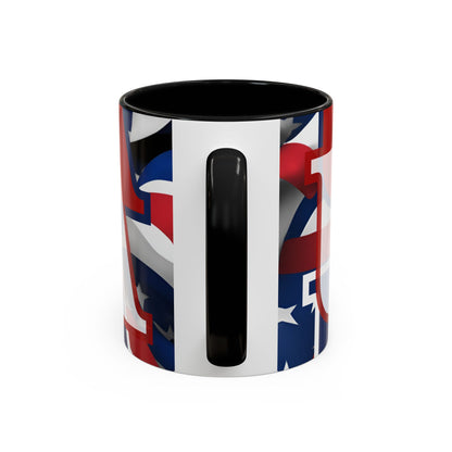 USA! USA! USA White font Patriot White Accent Mug by theGreenDragonTavern.shop