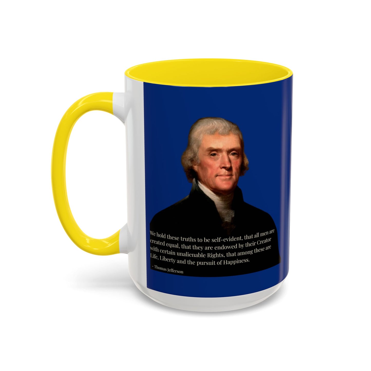 We hold these truths to be self-evident Dark Blue Accent Mug by theGreenDragonTavern.shop