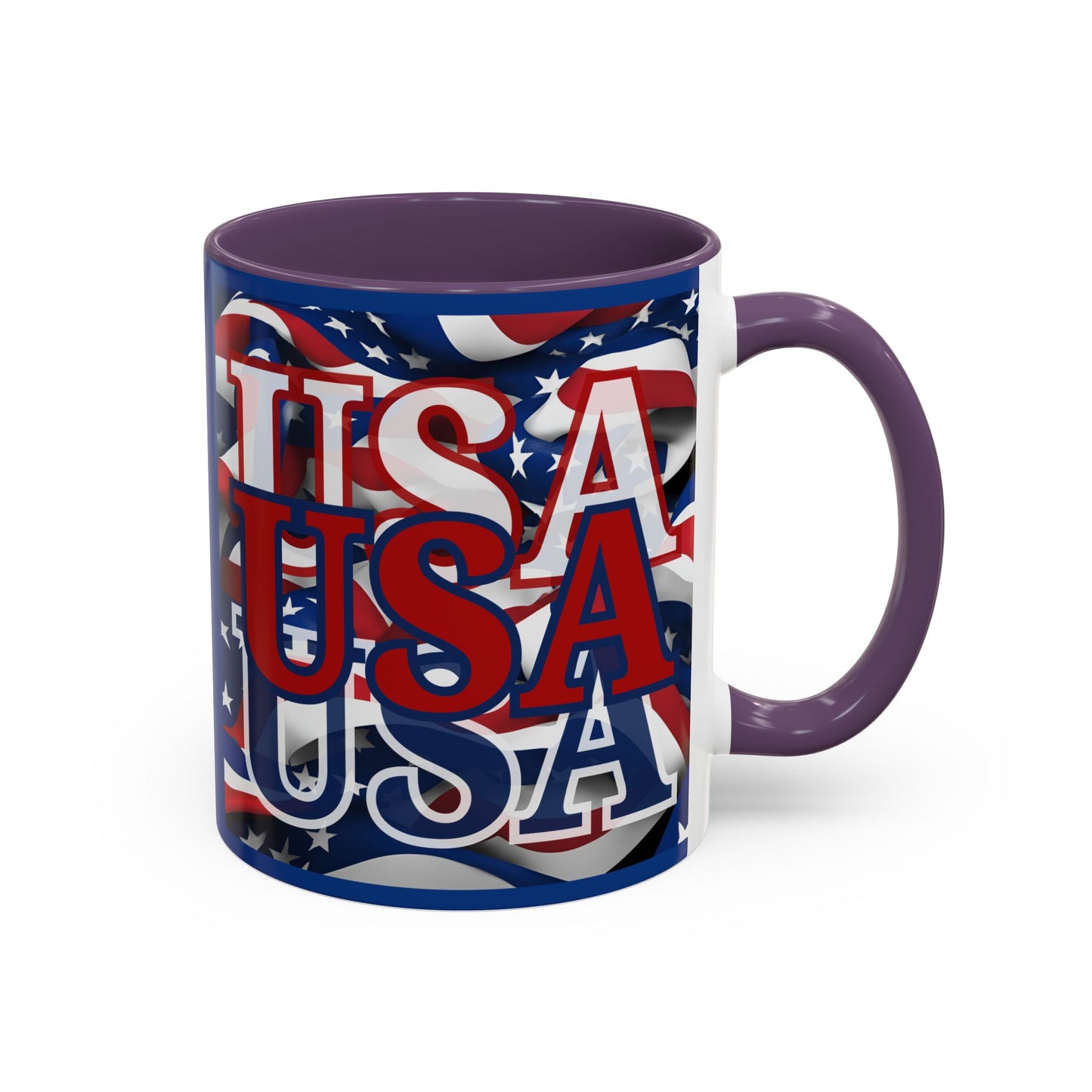 USA Red font Center Patriot Blue Accent Mug by theGreenDragonTavern.shop