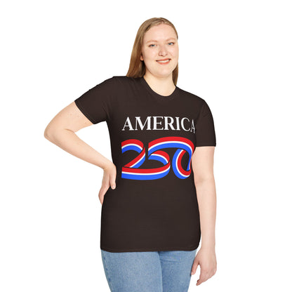 America 250 White font, Dark colors, Unisex T-Shirt by theGreenDragonTavern.shop