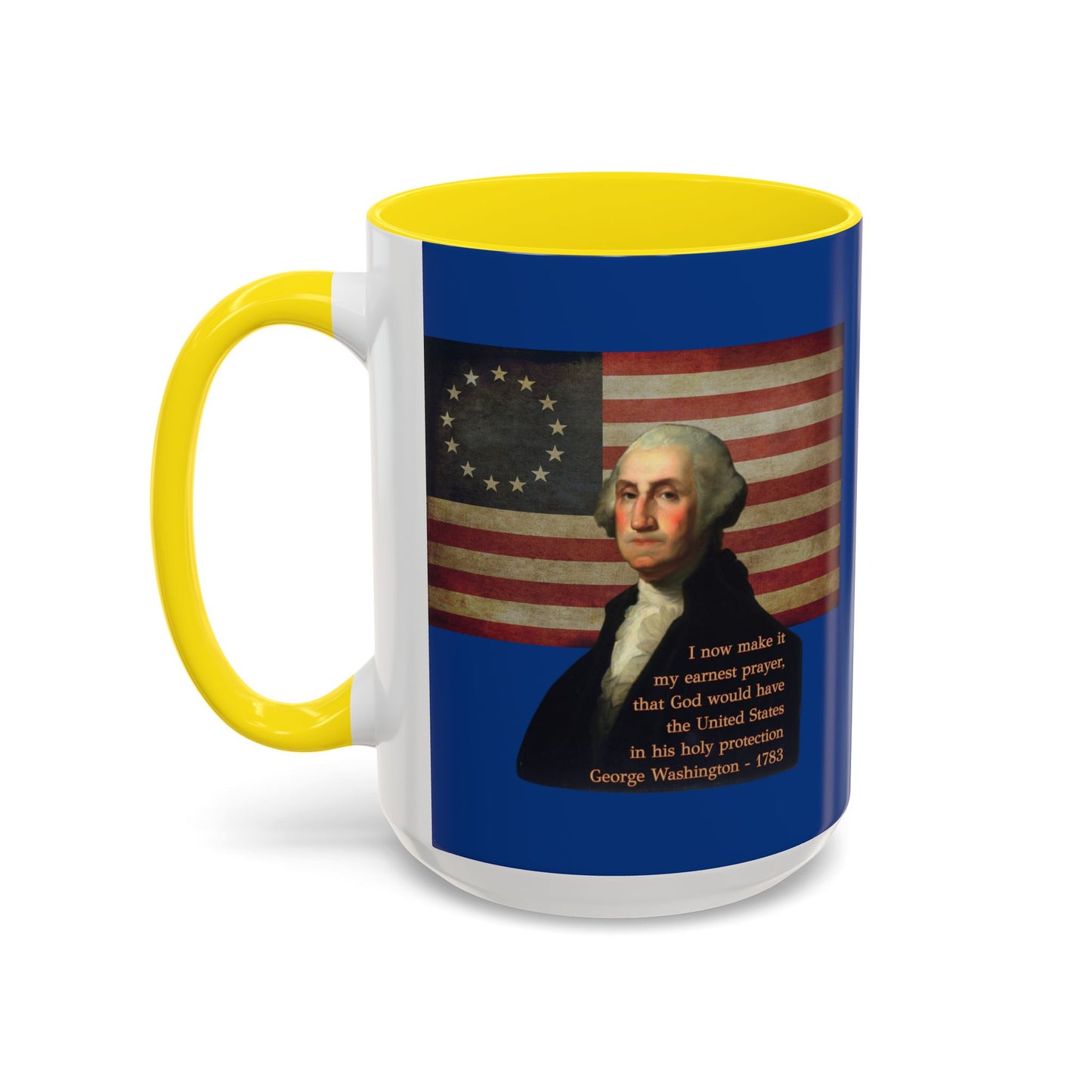 Washington's Earnest Prayer Dark Blue Accent Mug by theGreenDragonTavern.shop