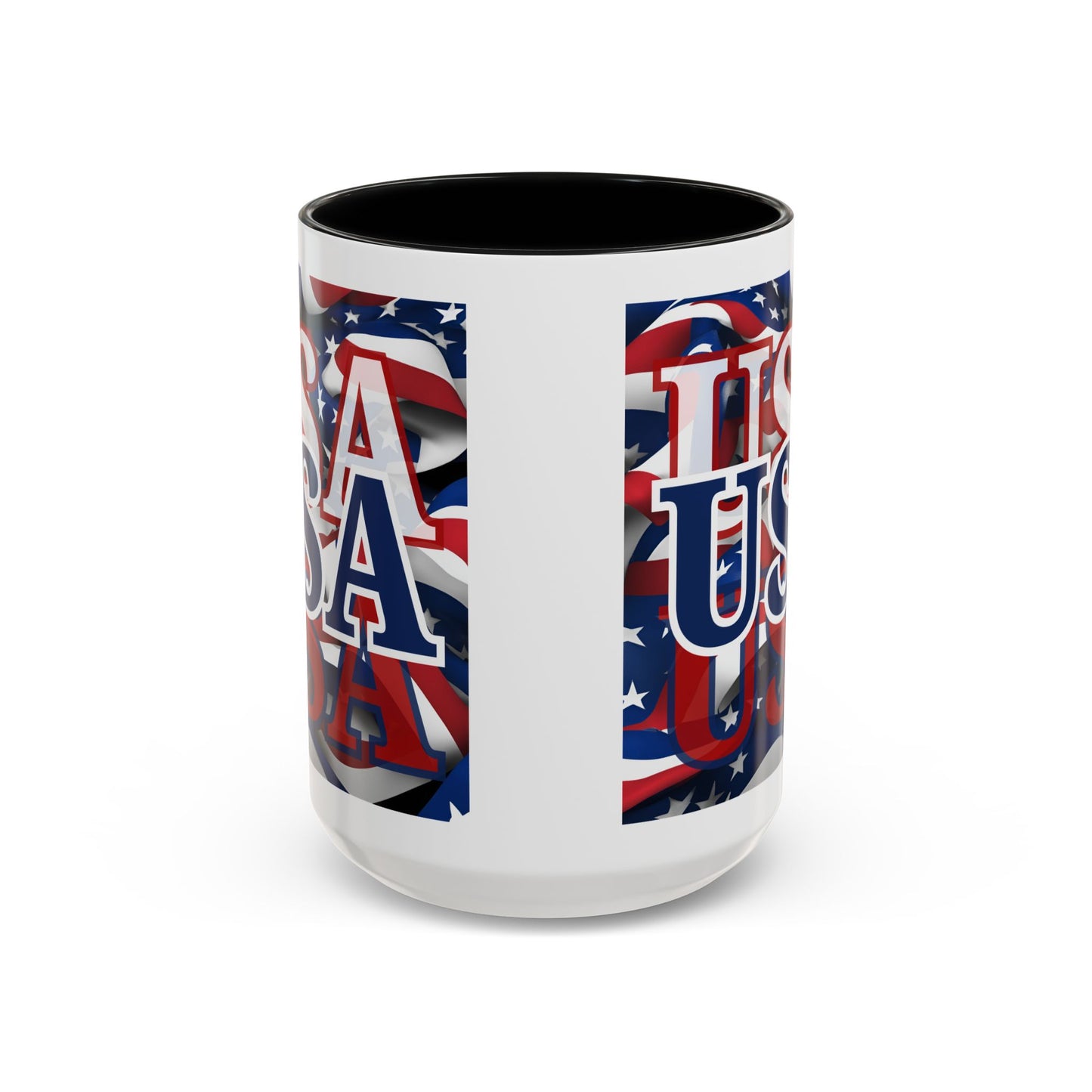 USA Blue font Center Patriot White Accent Mug by theGreenDragonTavern.shop