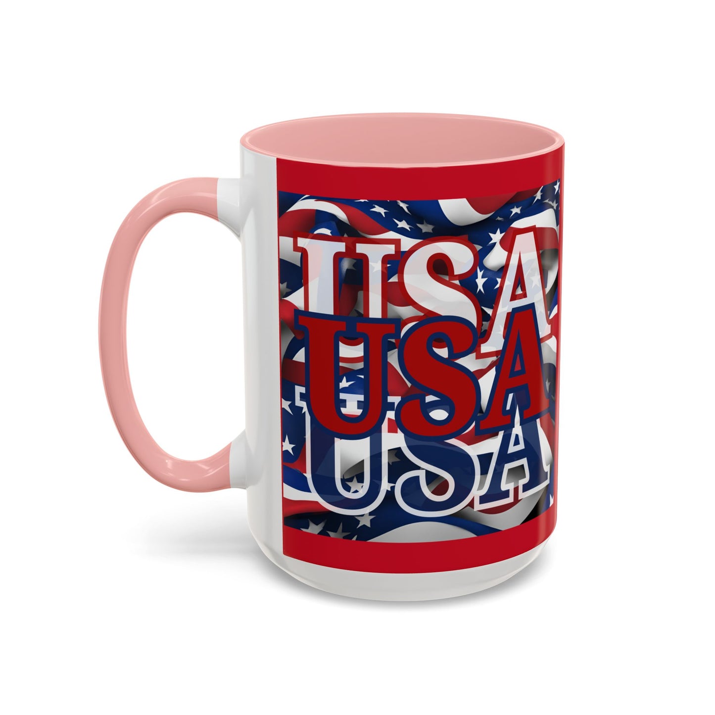 USA Red font Center Patriot Red Accent Mug by theGreenDragonTavern.shop