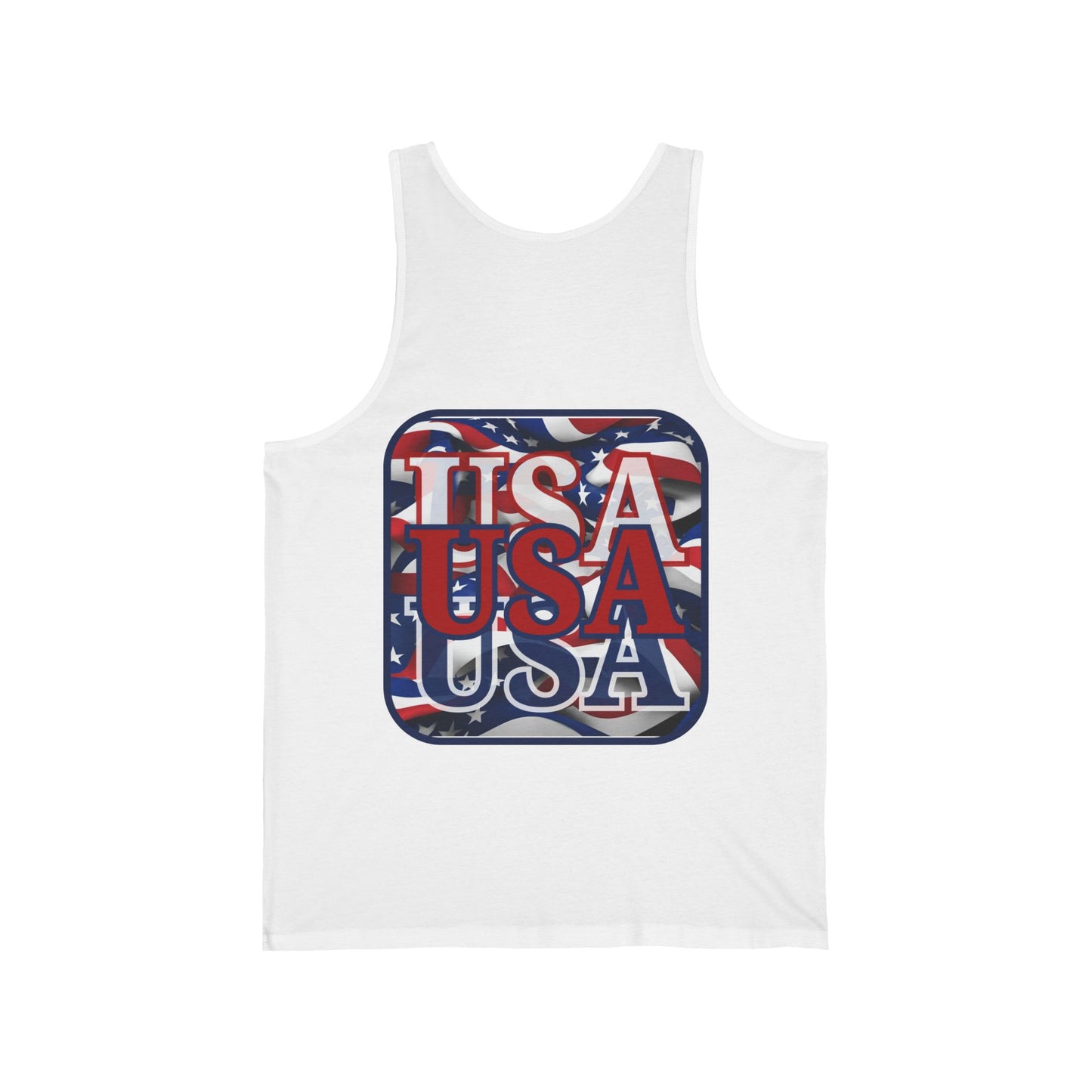 2-sided, RED White and Blue USA Patriot Unisex Jersey Tank Top by theGreenDragonTavern.shop