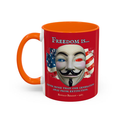 Ronald Reagan Freedom Vendetta Red Accent Mug by theGreenDragonTavern.shop