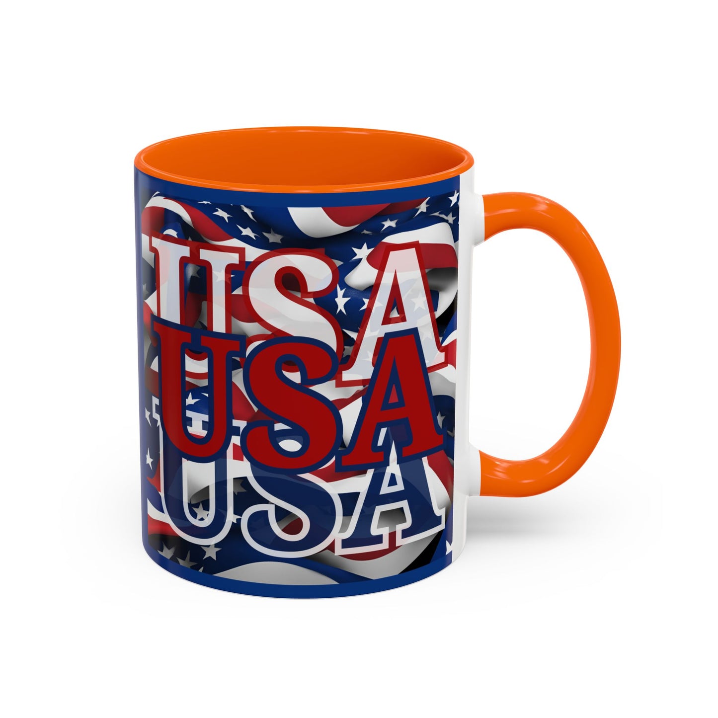 USA Red font Center Patriot Blue Accent Mug by theGreenDragonTavern.shop