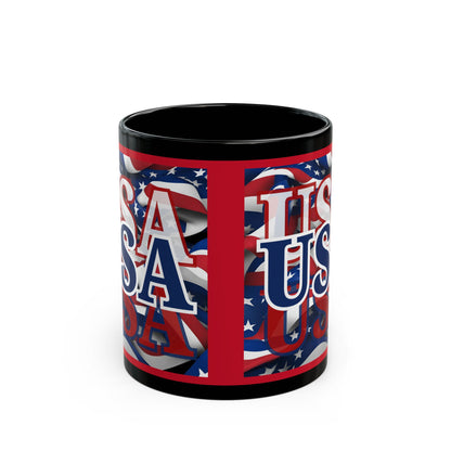 USA Blue font Center Patriot Red Mug by theGreenDragonTavern.shop