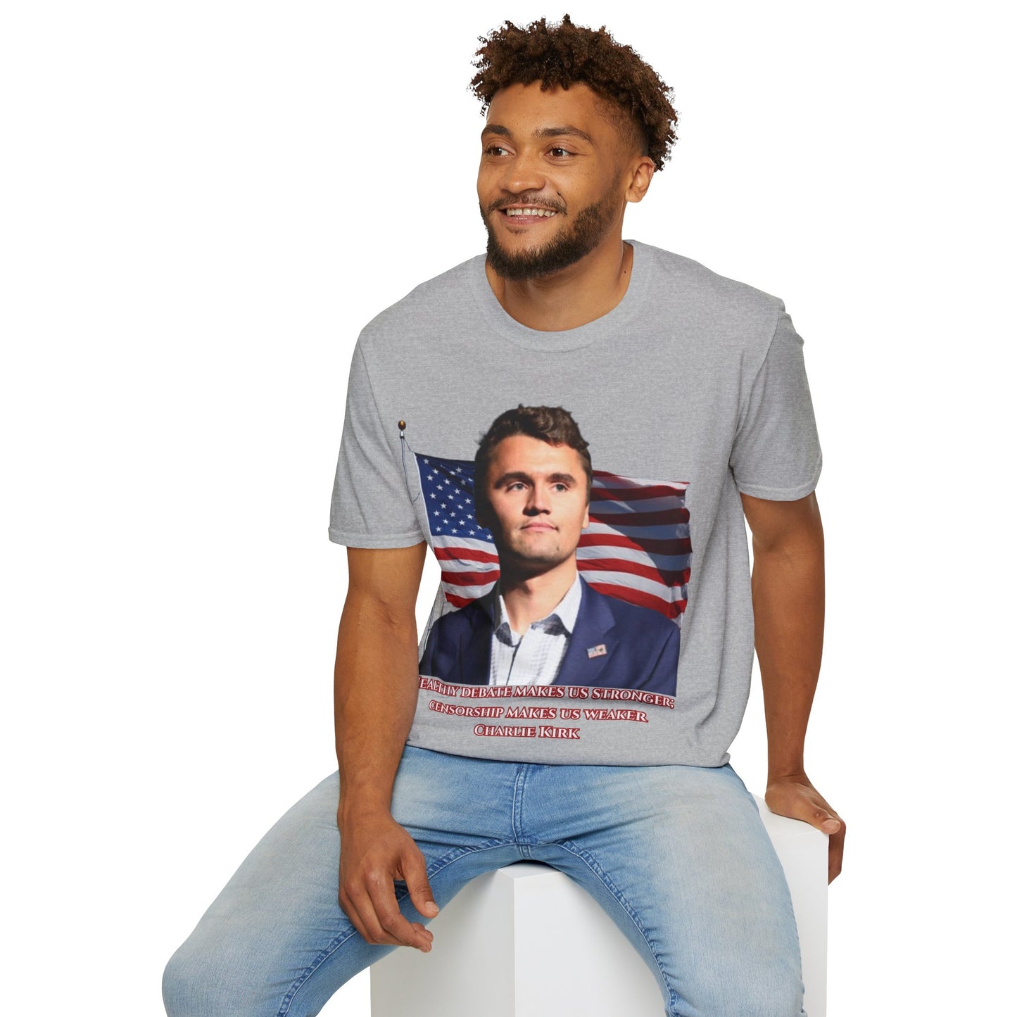 Charlie Kirk, Healthy Debate Light colors Unisex T-Shirt by theGreenDragonTavern.shop