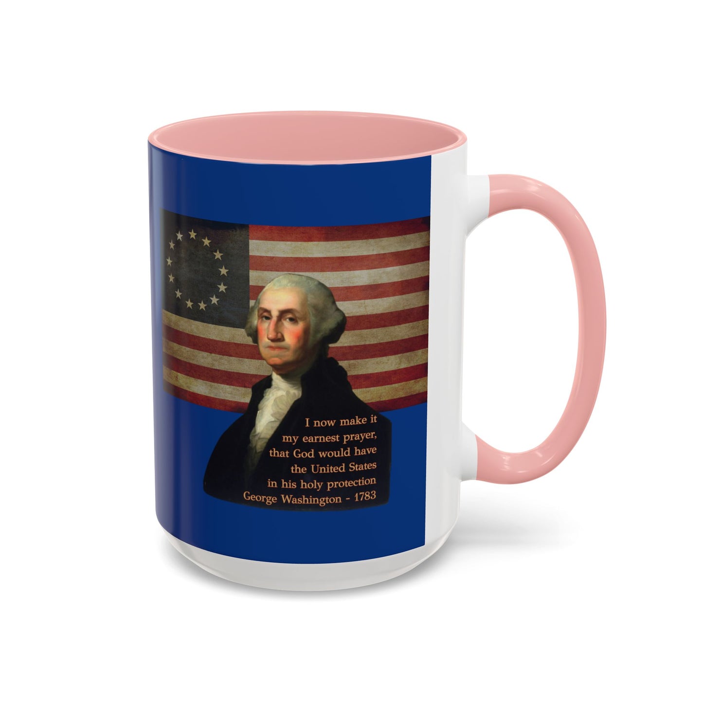 Washington's Earnest Prayer Dark Blue Accent Mug by theGreenDragonTavern.shop