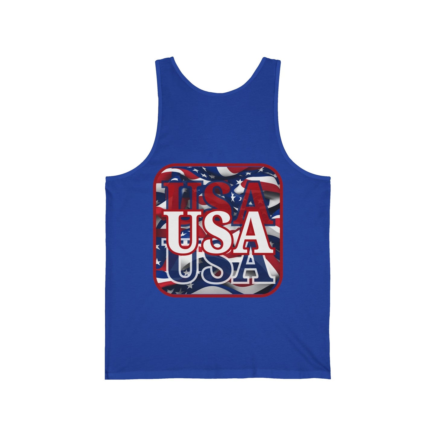 2-sided, Red WHITE and Blue USA Patriot Unisex Jersey Tank Top by theGreenDragonTavern.shop