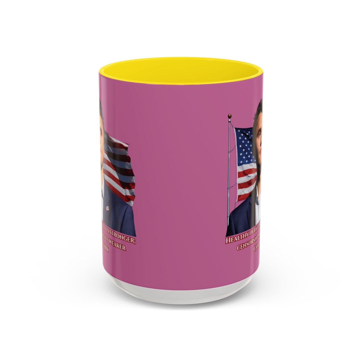 Charlie Kirk, Healthy Debate Pink Accent Mug by theGreenDragonTavern.shop