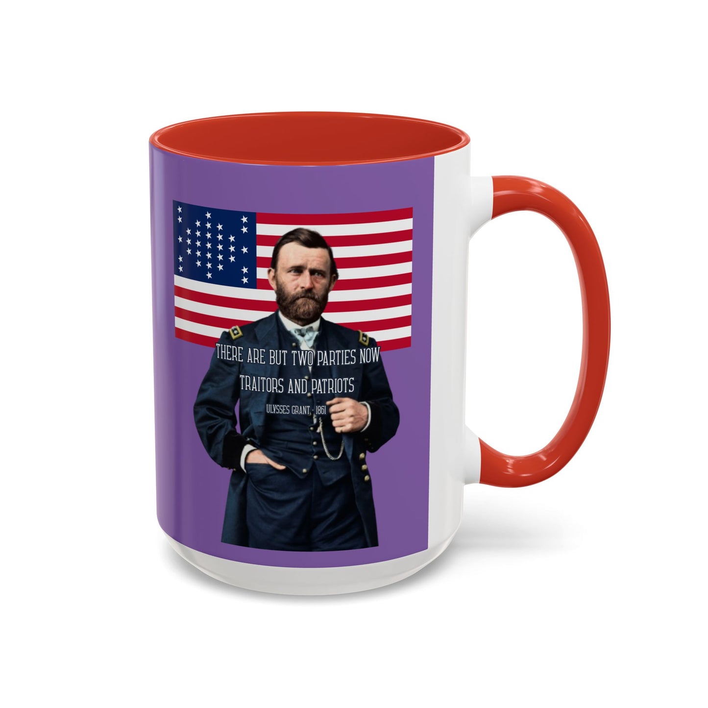 "Traitors and Patriots" Ulysses Grant Light Purple Accent Mug by theGreenDragonTavern.shop