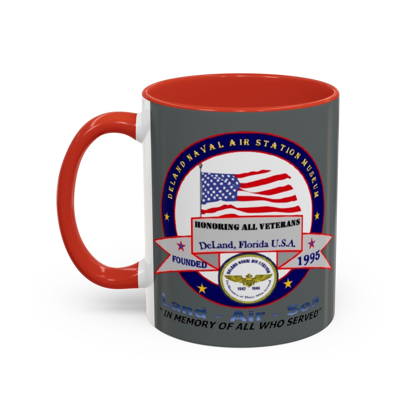 DNASM 2-sided, Founding & Student Art w/Navy Ring Grey Accent Mug by theGreenDragonTavern.shop