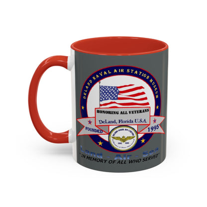 DNASM 2-sided, Founding & Student Art w/Navy Ring Grey Accent Mug by theGreenDragonTavern.shop