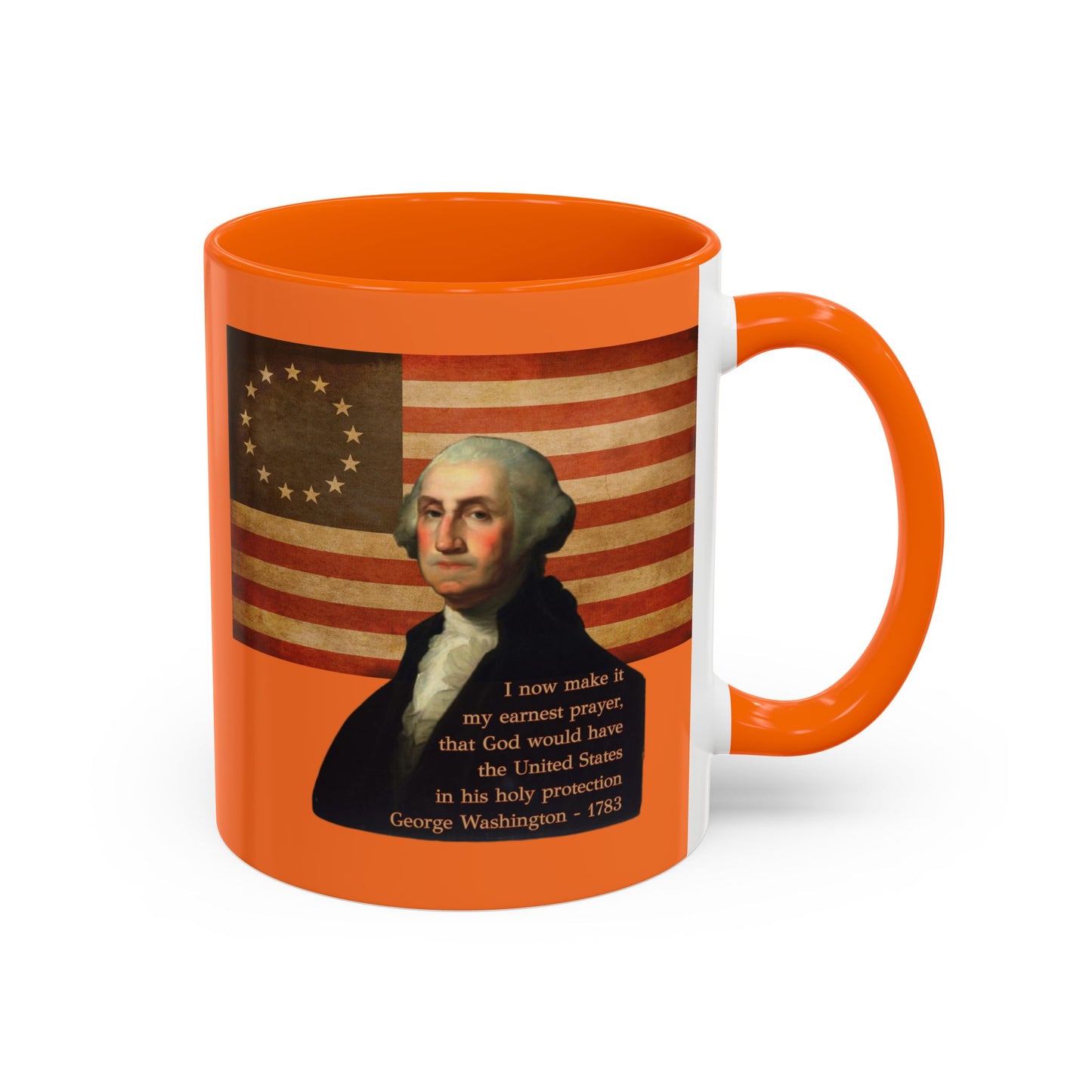 Washington's Earnest Prayer Orange Accent Mug by theGreenDragonTavern.shop