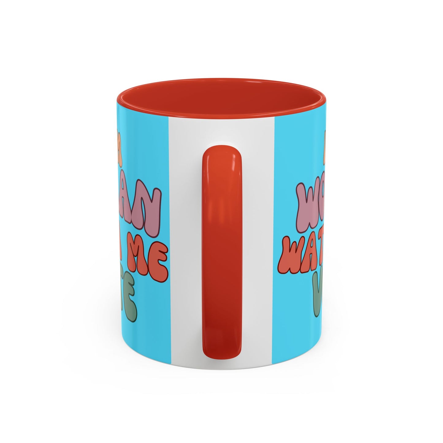 I Am Woman Watch Me Vote Light Blue Accent Mug by theGreenDragonTavern.shop